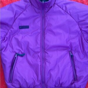 Columbia Women’s Reversible Puffer Bomber Jacket Size L Purple/Navy Vintage